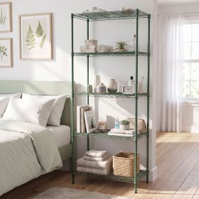 5-Layer Adjustable Display Rack Iron Household Shelf with Adjustable Feet 29.13*13.39*59.06in Forest Green