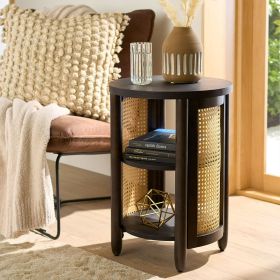 Springwood Caning Side Table, Charcoal Finish