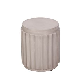 Terrafab Material Outdoor Round Side Table, Natural Decorative Garden Stools, Unique End Table for Living Room Bedroom Patio Home Decor,Off-White