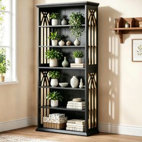 75 Inch 6-Tier Bookcase Display Shelves Storage Etagere Bookshelf for Living Room Bedroom Office Black  Finish