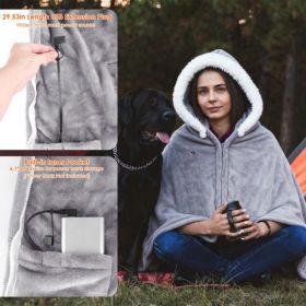 8-Zone Wearable Heated Blanket - 3 Adjustable Heat Levels, 59x31in Soft Flannel, USB-Powered Portable Design With Pockets, Machine Washable Winte (Option: Defaulttitle)