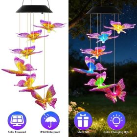Solar Butterfly Wind Chime 7 Color Changing Wind Chime For Outside IPX4 Waterproof Outdoor Garden Yard Decor (Option: PurpleYellow-1Pc)