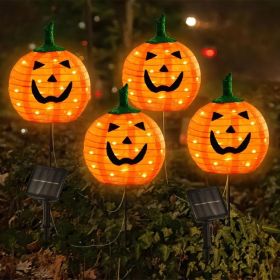 Solar Halloween Pumpkin LED Lights, Set Of 4 Big Pumpkin Stake Lights 2 Modes For Outdoor Halloween Pathway Yard Garden Decoration (Option: WarmWhitePumpkin2pcs)