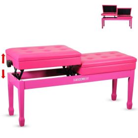 5 Core Duet Piano Bench 3.5 Inch Padded Cushioned Stool Wooden Heavy Duty Musician Chair Height Adjustable Double Keyboard Seat W Storage Nonslip (Option: Cherry)