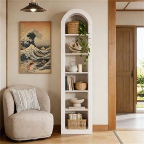 Arched bookshelf, open bookshelf, display rack, sturdy and natural (Color: Universal)
